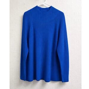 Eileen Fisher 100% Merino Wool Blue Marne Turtle Sweater plus Size 1X NWT $248